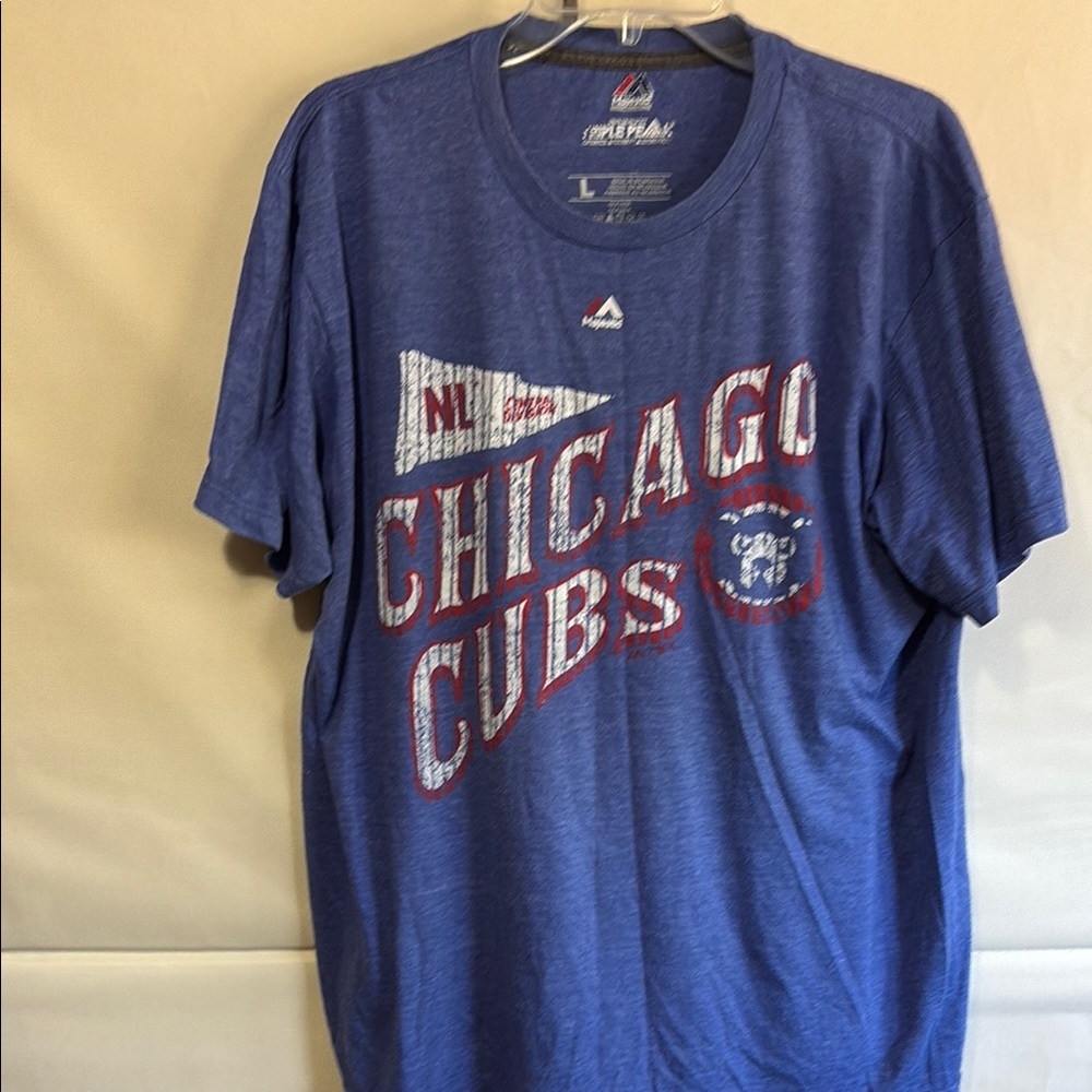 Majestic Blue Distressed Chicago Cubs Short Sleeve Tee